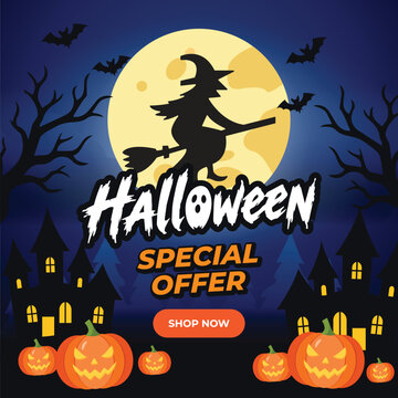 Happy halloween promotion poster template