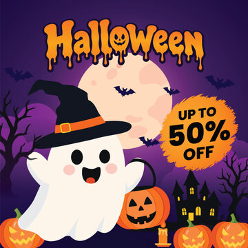 Happy halloween promotion poster template
