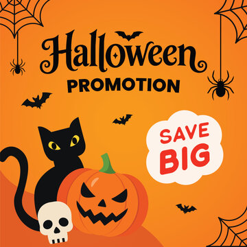 Happy halloween promotion poster template