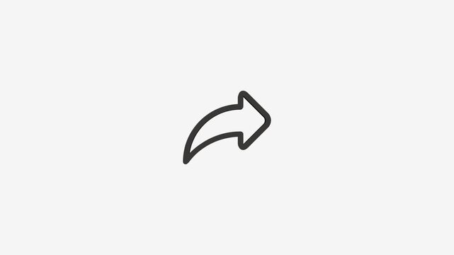 Simple share arrow icon moving to right side on clean white background animation.