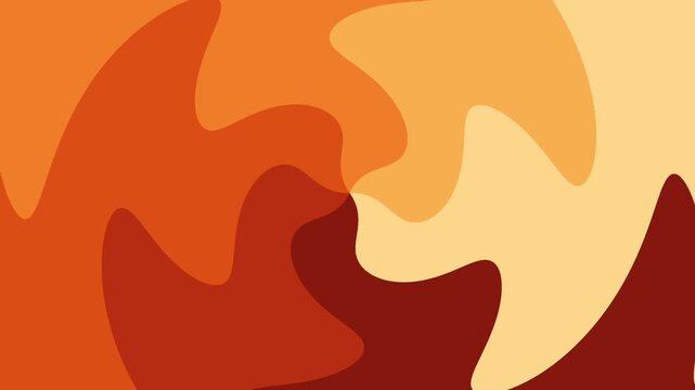 Abstract orange and cream wavy shapes swirling and interlocking in a rotating pattern