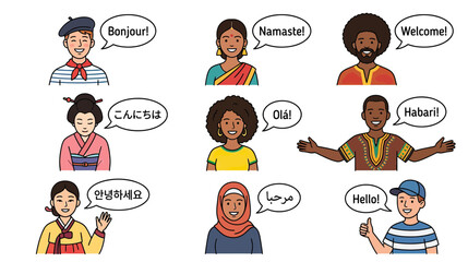 Diverse People Greeting in Different Languages © biol