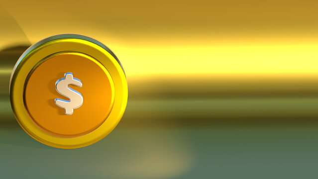 3D Gold Coin with Dollar Sign for Your Backdrop