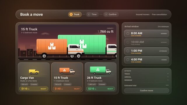 Digital Moving Service Booking App User Interface UI UX Animation Design for Software Development