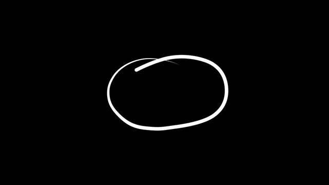 Circle marker with drawing, white marker pen style, doodle white circle marker and underline stroke, white Circle Highlighter Scribble Animation on transparent background. 4k quality animation video