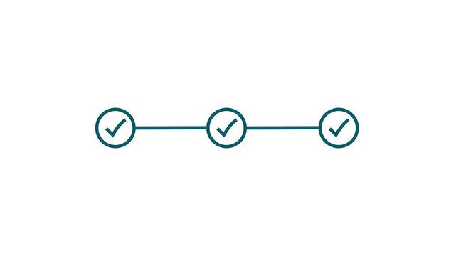 3 step infographic process with check mark. infographic step by step process sign animation on white background, step process success with check marks. Step-by-Step Guide, 4k motion