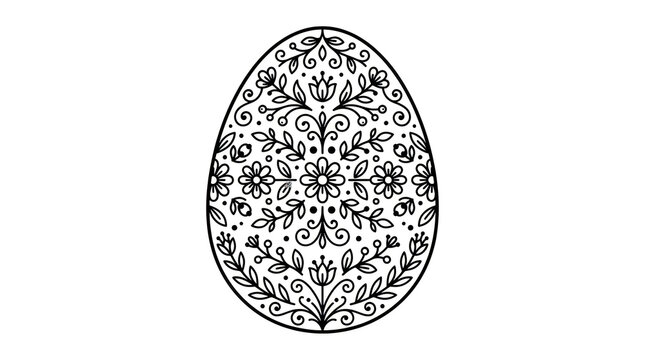 Easter egg vector graphic features floral ornaments.