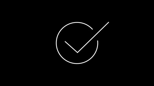 Chick mark animation on circle. tick mark symbol ok button animated. Motion graphics of chick mark concept