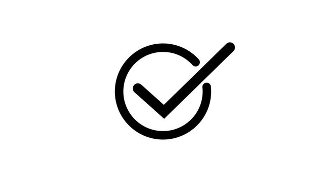 Chick mark animation on circle. tick mark symbol ok button animated. Motion graphics of chick mark concept