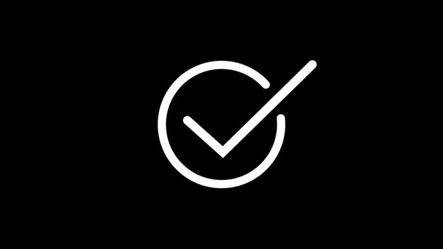 Chick mark animation on circle. tick mark symbol ok button animated. Motion graphics of chick mark concept