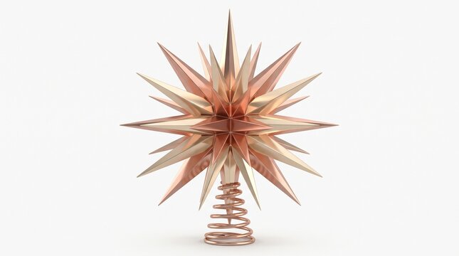 Geometric metallic starburst ornament with copper spiral base for holiday decor