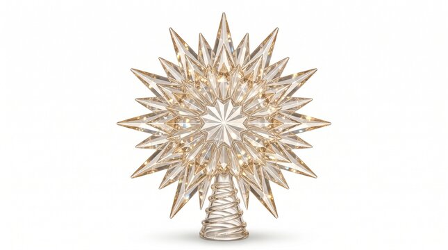 Glittery crystal star tree topper holiday decor sparkling gold metallic