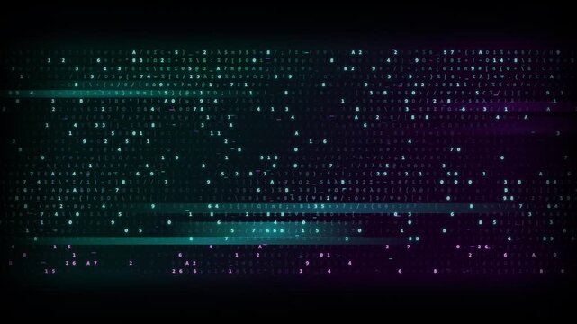 Cyberpunk Digital Code Matrix and Data Stream Motion Graphic