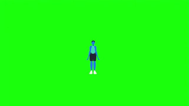 Person exercising with arms raised overhead vector illustration isolated on green screen.   