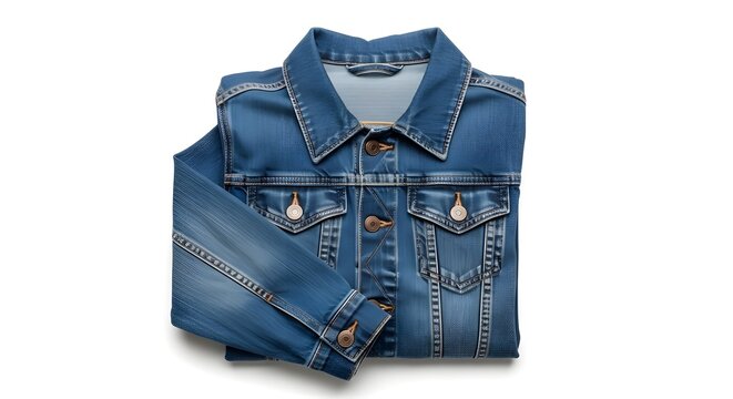Folded Blue Denim Jacket with Classic Button Front Design