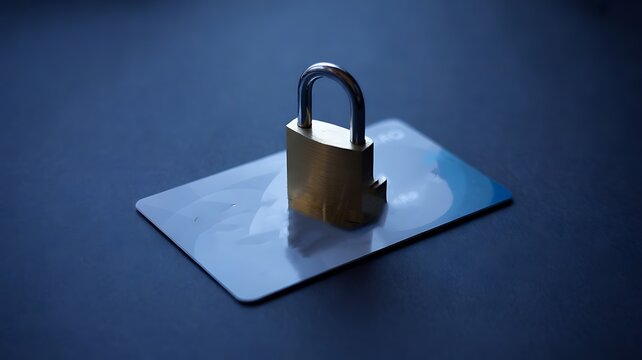 Secure credit card with padlock symbol representing online payment protection, financial privacy, and cybersecurity