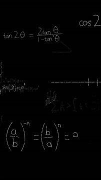 Vertical video: Camera panning across chalkboard, revealing chalk math showing trig for teaching