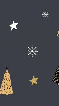 Vertical video: Soft flicker causing star twinkling while snowflake staying centered for wallpaper