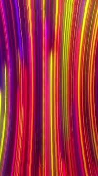 Vertical video: Pulse sparking neon streaks pulsing, shifting into curtain on dark purple for art