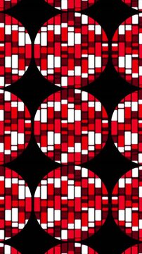 Vertical video: On copies appearing, circle mosaics forming tiled grid then folding back center