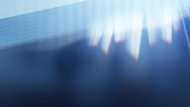 Soft white blue light curtain and diagonal glass edge glow on navy background, subtle rainbow edges, horizontal seamless loop in 4K