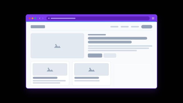Minimalist Website UI Layout Animation with Content Loading