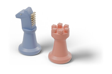 Chess knight and rook with sculpted and turned details © ibreakstock
