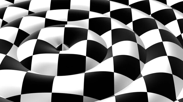 Abstract checkered surface with circular motion graphic seamless loop 4K animation

