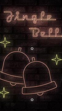 Vertical video: Tilt centering starting neon Jingle Bell pulsing, markers sliding for holiday mood