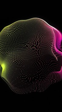 Vertical video: Initial pulse causing neon ribbon mesh pulsing, shifting and folding to show cycle