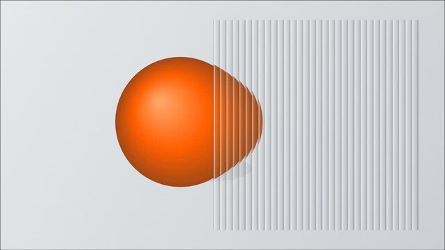 Abstract orange sphere moving behind vertical glass texture, minimalist motion background, for modern and, digital presentations