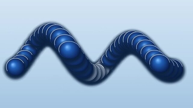 Abstract sine wave animation with moving blue spheres, dynamic flowing motion background, for technology and, data visualization