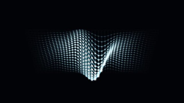 Abstract digital wave grid animation: glowing particle mesh background, for technology and, data visualization