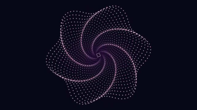 Abstract pink dotted spiral motion background, hypnotic geometric particle tunnel animation