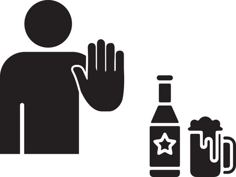 No Alcohol Sign, Abstinence from Drinking Symbol