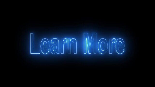 Glowing Neon Sign Board Learn More Text Isolated On Black Dark Background Web Banner