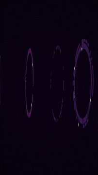 Vertical video: On start purple ring HUD rotating, tilting, splitting, reforming, showing depth