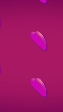 Vertical video: On loop start capsules drifting down and 3D hearts rotating, forming rhythmic loop