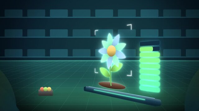 Mint flower pollination scanner angled view seamless loop concept