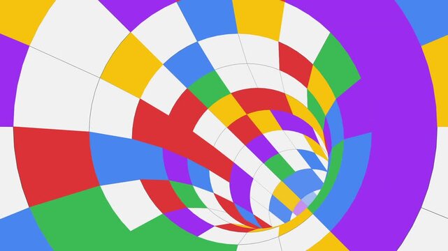 Colorful checkerboard optical illusion tunnel motion loop