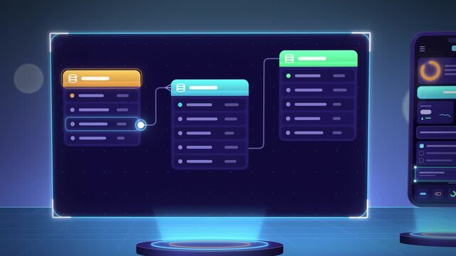 Indigo database tables with relations in an app builder centered view