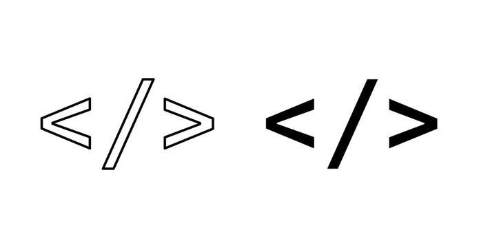 Web Coding Icon, Programming Syntax and Website Code Development Vector