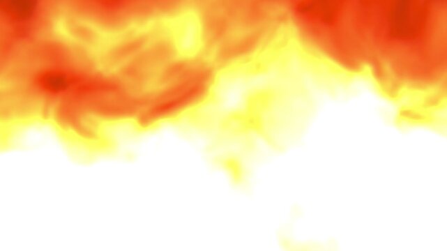 Blazing orange and yellow flames billowing over a bright white glow