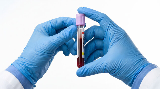 Close Up of Healthcare Professional Handling a Blood Sample Tube for Diagnostic Testing