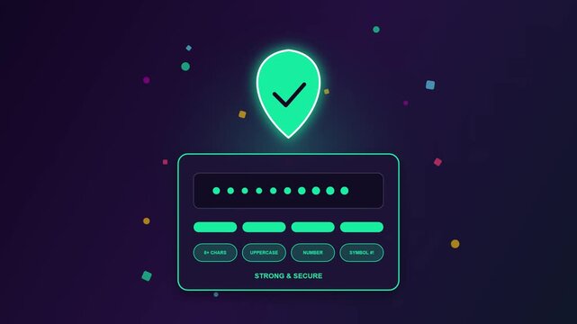 Seamless digital security glowing password field with bright green checkmark, symbolizing robust data protection and authenticated access for online safety