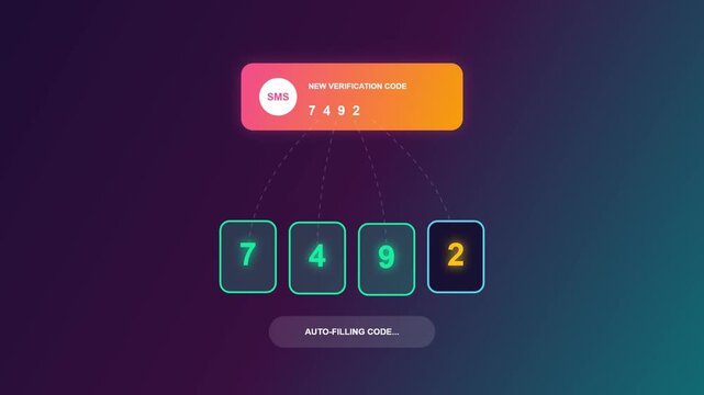 Modern user experience concept for secure login featuring a dynamically generated four-digit verification code and automatic input functionality