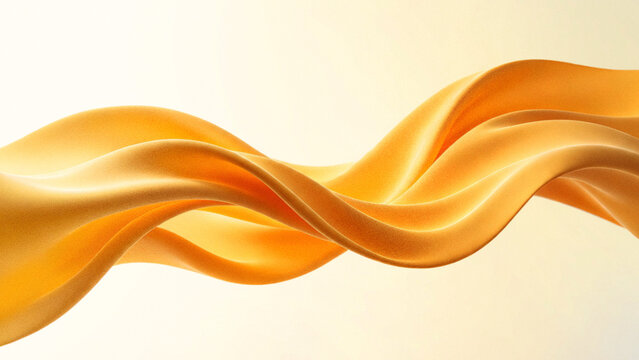 Abstract 3D wavy cloth background with grainy particle texture featuring luxury gradient colors of yellow honey, amber, and saffron for elegant modern design.