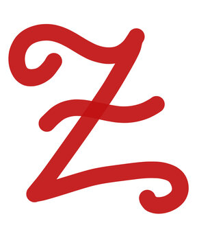 Hand-drawn typography letter Z, custom script handwriting alphabet lettering element, isolated on white background