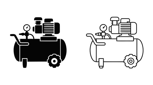 Vector illustration of air compressor machine icon set on a transparent background