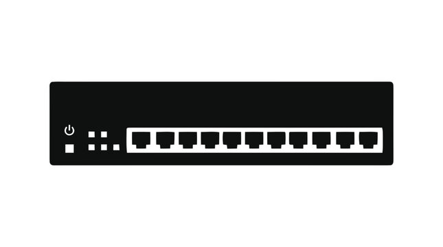 Vector illustration of network switch icon, ethernet hub device for internet connectivity on a transparent background